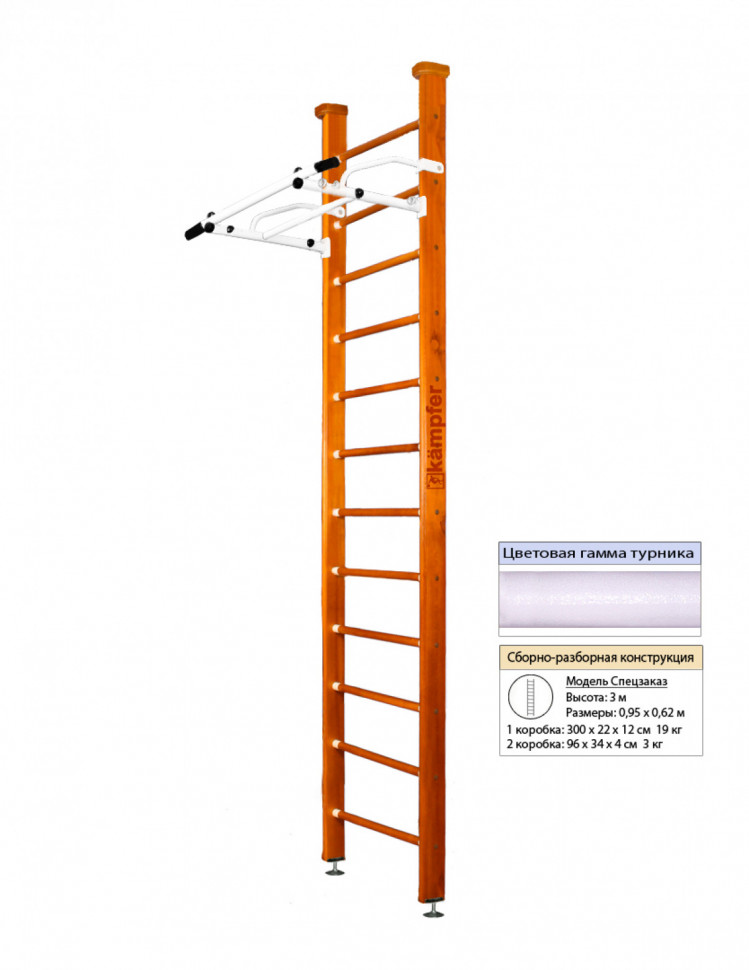 Шведская стенка Kampfer Swedish Ceiling (№3 Классический Высота 3 м белый турник) Шведская стенка Kampfer Swedish Ceiling (№3 Классический Высота 3 м белый турник)